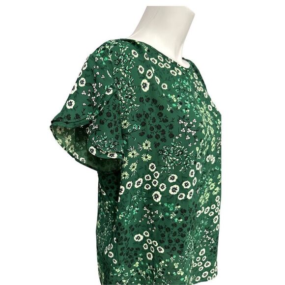 41 Hawthorn Women's Green‎ Floral Print Tulip Short Sleeves Blouse Size M - Picture 2 of 6
